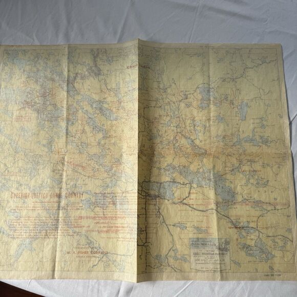 Vintge Fisher Co Superior Quetico Original Canoe Map 1952 Burntside Basswood 112 - Picture 7 of 11